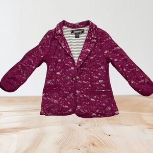 Daytrip Womens Lace Blazer Jacket Burgundy Lined Blazer